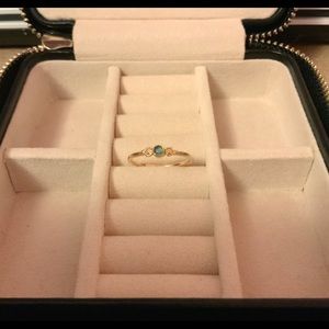 14k Gold Two Hearts Ring with Opal